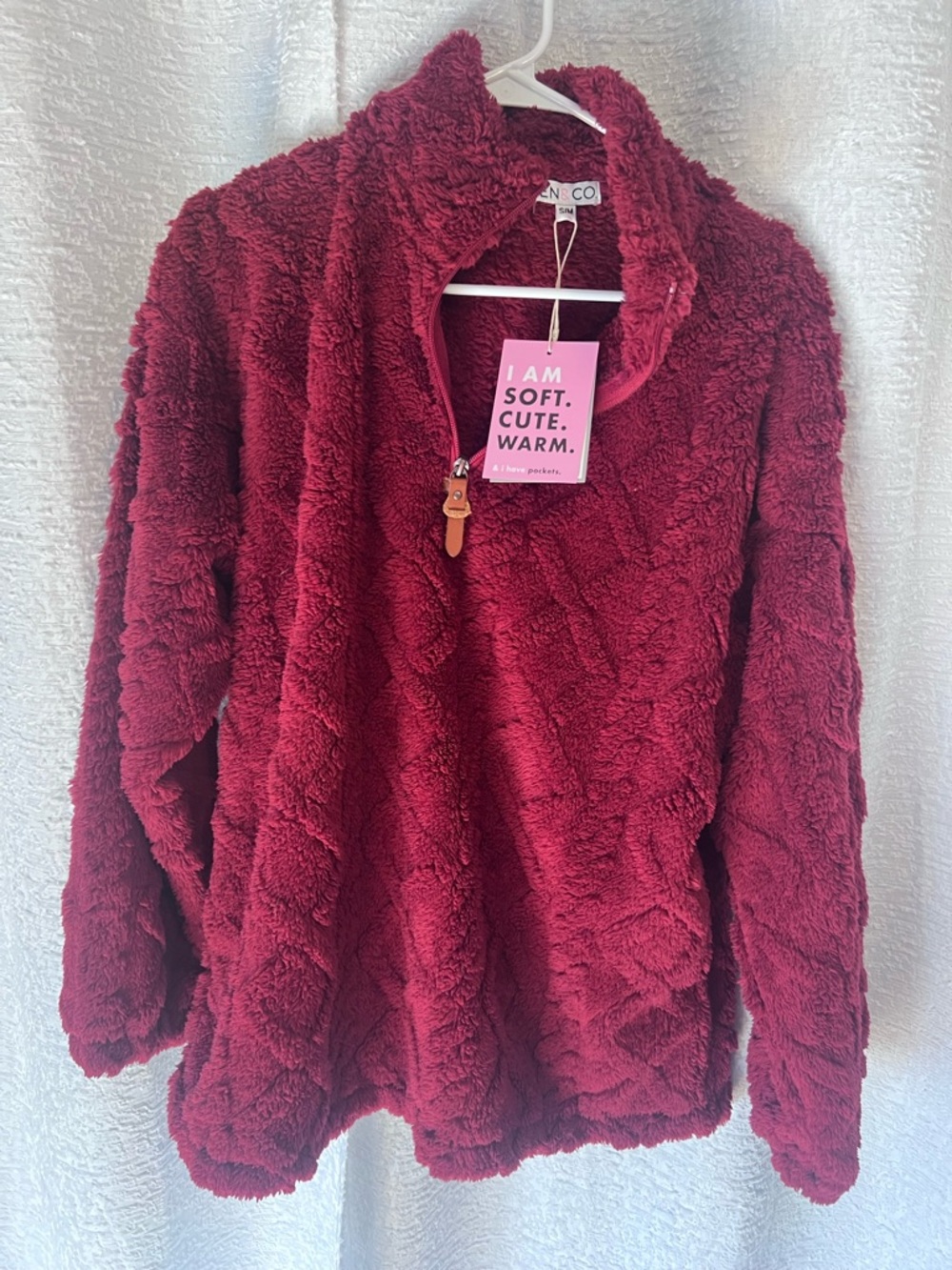 JEN & CO. Women's Red Faux Fur Jacket - Small/Medium
